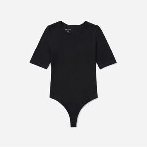 EVERLANE The Short Sleeve Crewneck Bodysuit in Black - L